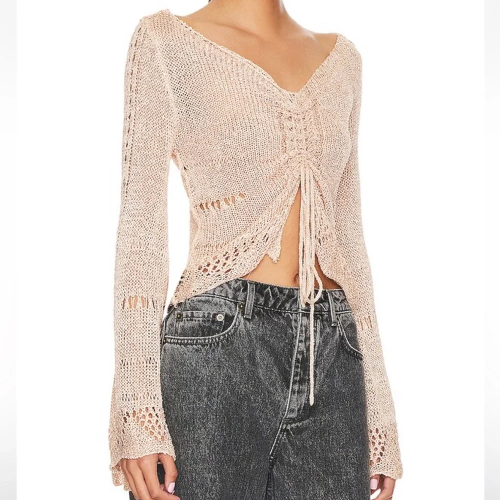 Free People Zinnia Top in Pink Sand Combo